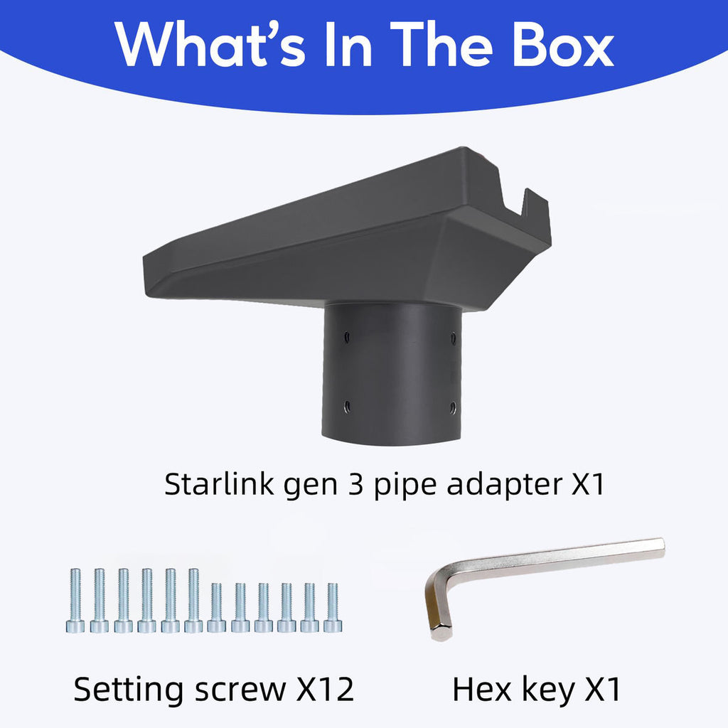 For Starlink Gen 3 Aluminium Alloy Mount Pipe Adapter for Starlink Gen3/V3 Mounting Plate Roof for Starlink Standard Mount Kit