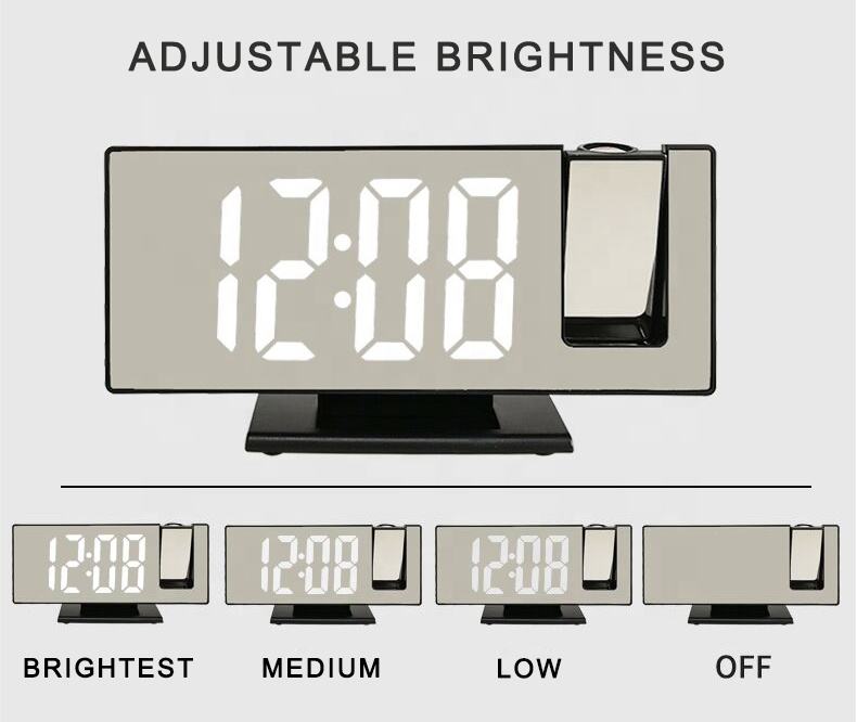 LED Digital Projection Alarm Clock – Ceiling Time Display, Dual Alarm, Snooze Function & Mirror Surface for Bedroom Use